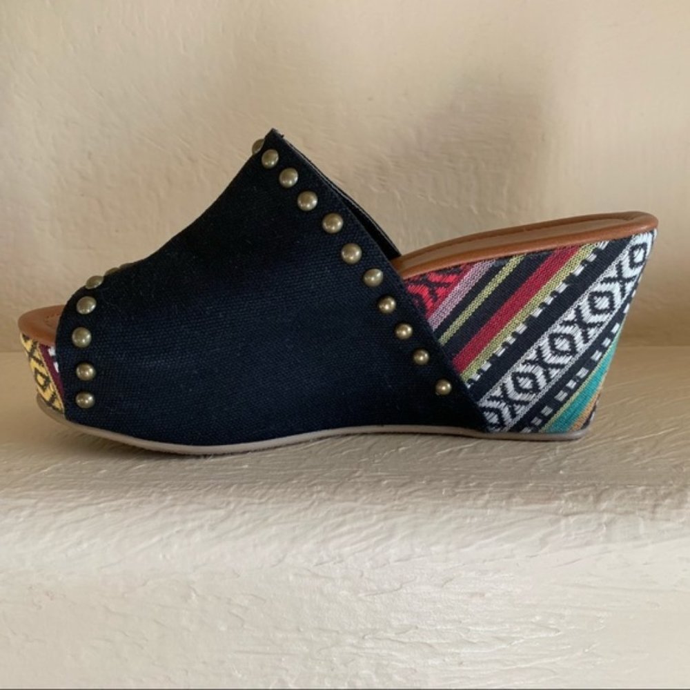 Rampage Southwest Inspired Wedge Slip On Sandals
